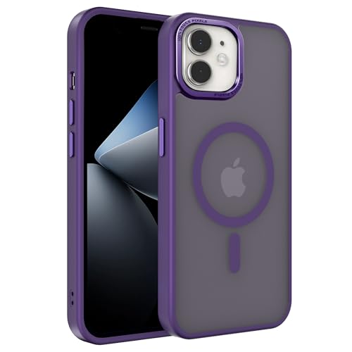 EUMADOVE Magnetische iPhone-Hülle, kompatibel mit Magsafe, militärischer Schutz, dünn, durchscheinend, matt, stoßfest, mit kratzfester Anti-Fingerabdruck-Handyhülle (Tiefviolett, iPhone 11) von EUMADOVE
