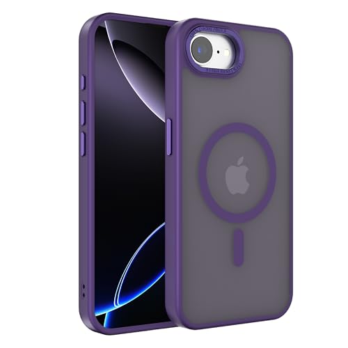 EUMADOVE Magnetische iPhone-Hülle, kompatibel mit Magsafe, militärischer Schutz, dünn, durchscheinend, matt, stoßfest, mit kratzfester Anti-Fingerabdruck-Handyhülle (Tiefviolett, iPhone 16 Pro) von EUMADOVE