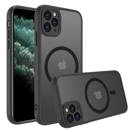 EUMADOVE für iPhone se Hülle Stoßfest Militärstandard FallSchutz Handyhülle, Mattierte Durchscheinende Rückseite Schutzhülle, Anti-Fingerabdruck (Schwarz, iPhone 11 Pro Max) von EUMADOVE