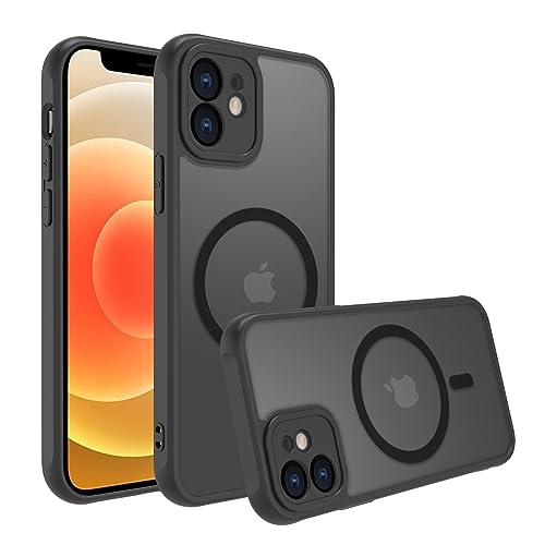 EUMADOVE für iPhone se Hülle Stoßfest Militärstandard FallSchutz Handyhülle, Mattierte Durchscheinende Rückseite Schutzhülle, Anti-Fingerabdruck (Schwarz, iPhone 12 Mini) von EUMADOVE