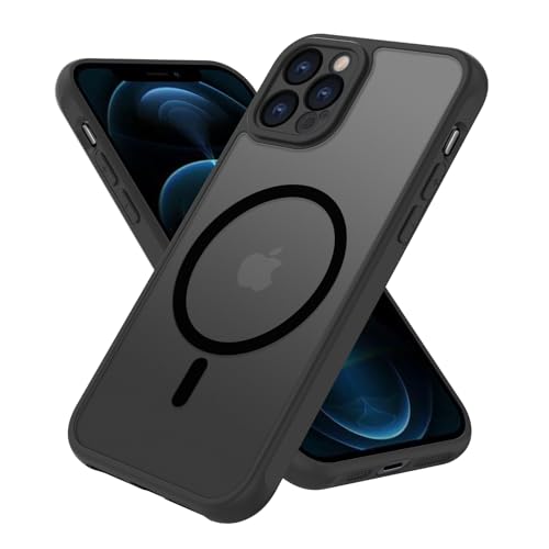 EUMADOVE für iPhone se Hülle Stoßfest Militärstandard FallSchutz Handyhülle, Mattierte Durchscheinende Rückseite Schutzhülle, Anti-Fingerabdruck (Schwarz, iPhone 12 Pro) von EUMADOVE