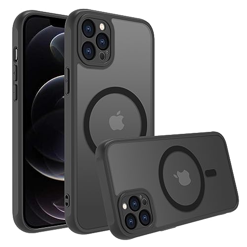 EUMADOVE für iPhone se Hülle Stoßfest Militärstandard FallSchutz Handyhülle, Mattierte Durchscheinende Rückseite Schutzhülle, Anti-Fingerabdruck (Schwarz, iPhone 12 Pro Max) von EUMADOVE