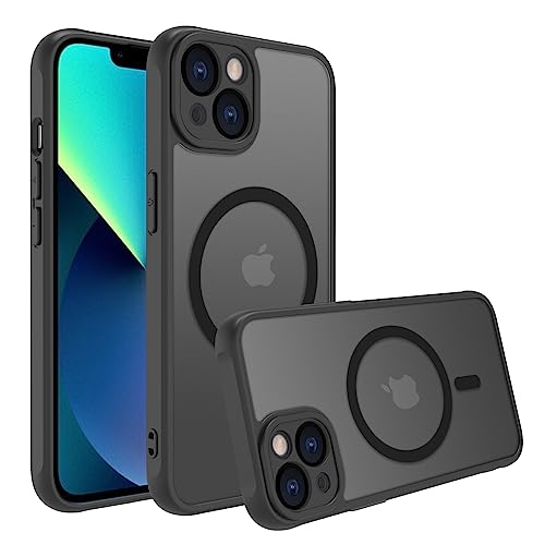 EUMADOVE für iPhone se Hülle Stoßfest Militärstandard FallSchutz Handyhülle, Mattierte Durchscheinende Rückseite Schutzhülle, Anti-Fingerabdruck (Schwarz, iPhone 13) von EUMADOVE