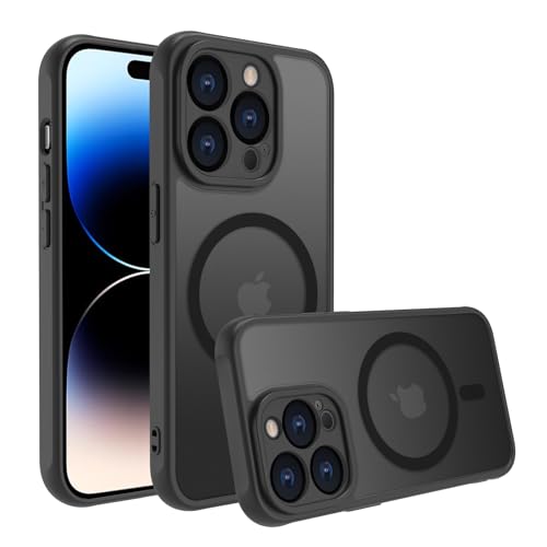 EUMADOVE für iPhone se Hülle Stoßfest Militärstandard FallSchutz Handyhülle, Mattierte Durchscheinende Rückseite Schutzhülle, Anti-Fingerabdruck (Schwarz, iPhone 14 Pro) von EUMADOVE