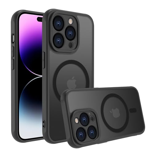 EUMADOVE für iPhone se Hülle Stoßfest Militärstandard FallSchutz Handyhülle, Mattierte Durchscheinende Rückseite Schutzhülle, Anti-Fingerabdruck (Schwarz, iPhone 14 Pro Max) von EUMADOVE