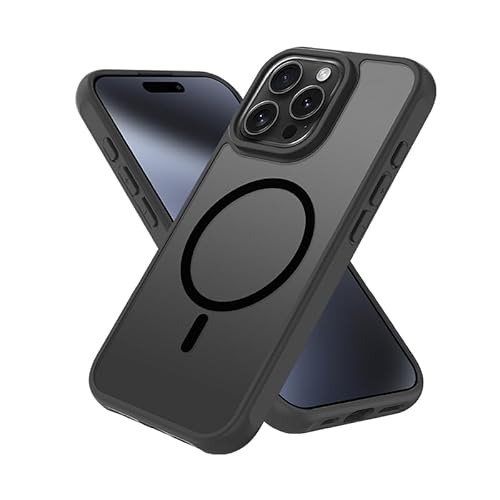 EUMADOVE für iPhone se Hülle Stoßfest Militärstandard FallSchutz Handyhülle, Mattierte Durchscheinende Rückseite Schutzhülle, Anti-Fingerabdruck (Schwarz, iPhone 16 Pro) von EUMADOVE
