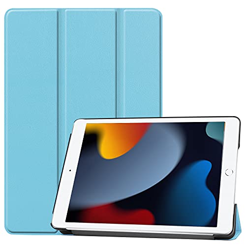 Hybrid-Schutzhülle für iPad 9. / 8. / 7. Generation (10,2 Zoll), Version 2021/2020/2019, stoßfest, Standfunktion, iPad 9/8/7, 10,2, mit weicher TPU-Rückseite, Himmelblau, iPad 9. / 8. / 7. 10,2 Zoll von EUMADOVE