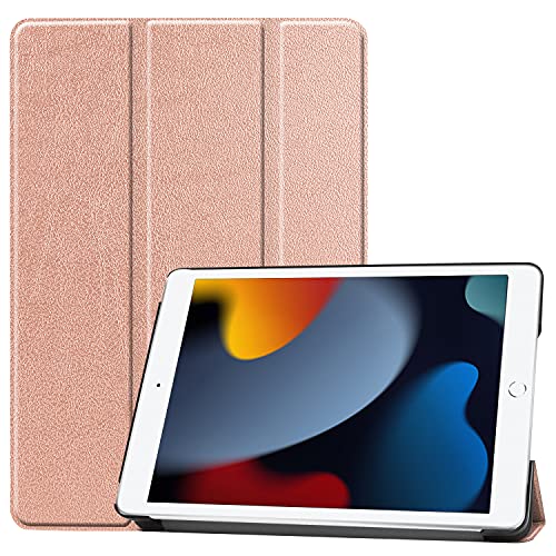 Hybrid-Schutzhülle für iPad 9. / 8. / 7. Generation (10,2 Zoll), Version 2021/2020/2019, stoßfest, Standfunktion, iPad 9/8/7, 10,2, mit weicher TPU-Rückseite (Roségold, iPad 9. / 8. / 7. 10,2) von EUMADOVE