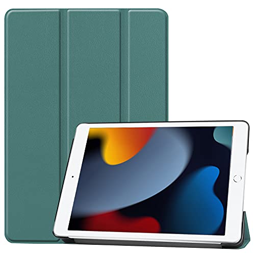 Hybrid-Schutzhülle für iPad 9. / 8. / 7. Generation (10,2 Zoll), Version 2021/2020/2019, stoßfest, Standfunktion, iPad 9/8/7, 10,2, mit weicher TPU-Rückseite (Schwarzgrün, iPad 9. / 8. / 7. 10,2) von EUMADOVE
