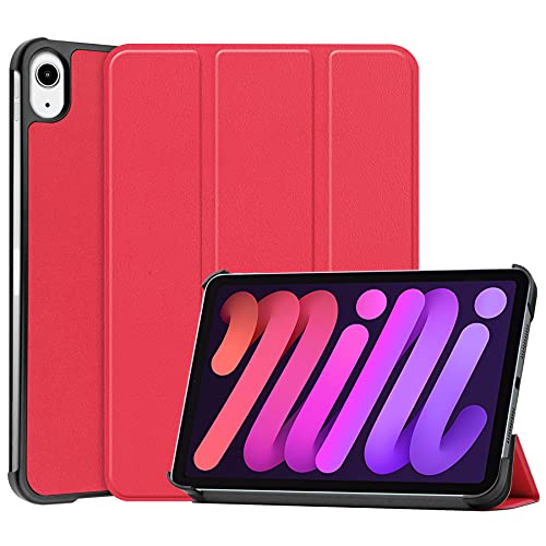 Hybrid-Schutzhülle für iPad Mini 7 (A17 Pro) 2024/Mini 6 2021 8,3 Zoll, stoßfeste Stand-Schutzhülle, iPad Mini 7. / 6. Generation, mit weicher TPU-Rückseite (rot, iPad mini7 2024/mini6 2021) von EUMADOVE