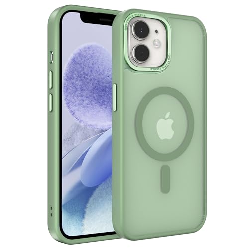 Magnetische Schutzhülle für iPhone 12 / 12 Pro, kompatibel mit Magsafe, militärischer Schutz, dünn, durchscheinend, matt, stoßfest, kratzfest, Anti-Fingerabdruck-Handyhülle, Grün (Matcha Green, iPhone Magnetische Schutzhülle für iPhone 12 / 12 Pro, kompatibel mit Magsafe, militärischer Schutz, dünn, durchscheinend, matt, stoßfest, kratzfest, Anti-Fingerabdruck-Handyhülle, Grün (Matcha Green, iPhone von EUMADOVE