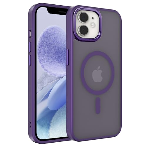 Magnetische Schutzhülle für iPhone 12 / 12 Pro, kompatibel mit Magsafe, militärischer Schutz, schmal, durchscheinend, matt, stoßfest, kratzfest, Anti-Fingerabdruck-Handyhülle, Dunkelviolett, iPhone 12 Magnetische Schutzhülle für iPhone 12 / 12 Pro, kompatibel mit Magsafe, militärischer Schutz, schmal, durchscheinend, matt, stoßfest, kratzfest, Anti-Fingerabdruck-Handyhülle, Dunkelviolett, iPhone 12 von EUMADOVE