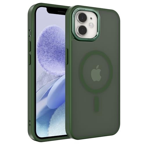 Magnetische Schutzhülle für iPhone 12 / 12 Pro, kompatibel mit Magsafe, militärischer Schutz, schmal, durchscheinend, matt, stoßfest, kratzfest, Anti-Fingerabdruck-Handyhülle (Schwarzgrün, iPhone 12 Magnetische Schutzhülle für iPhone 12 / 12 Pro, kompatibel mit Magsafe, militärischer Schutz, schmal, durchscheinend, matt, stoßfest, kratzfest, Anti-Fingerabdruck-Handyhülle (Schwarzgrün, iPhone 12 von EUMADOVE