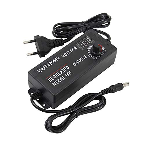 Einstellbarer Netzadapter mit Drehknopf/LED Digitalanzeige,3V-12V 5A 60W / 9-24V 3A 72W Spannung Einstellbar Trafo Netzadapter für LCD Monitore/Motoren/Mini TV/DVD Player (3-12V 5A 60W) von EUNEWR