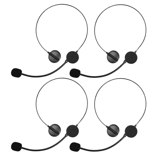 EUPSIIU 4 Stück Schwarz Headset Mikrofon Mikrofon Spielzeug, Radio Telefon Headset Prop, Popstar Mikrofon Kostümzubehör, Cosplay Kostüm Prop Kopfhörer, Kopfhörer Spielzeugkostüme (Schwarz) von EUPSIIU