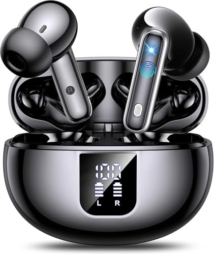 Bluetooth Headphones, ANC Wireless Bluetooth 5.4 In Ear, Wireless Headphones 36 Hours with 4 ENC Mic, LED Display IP7 Waterproof Earphones von EUQQ