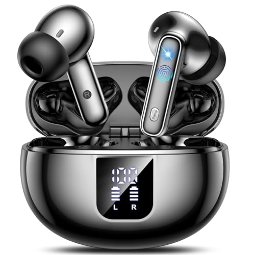 Bluetooth-Kopfhörer, Bluetooth 5.4 Stereo HiFi Kabellose Kopfhörer mit 4 HD Mics, 36 Stunden Wiedergabezeit ANC/ENC Geräuschunterdrückung Kopfhörer, IP7 Wasserdicht, Schwarz (2025) von EUQQ