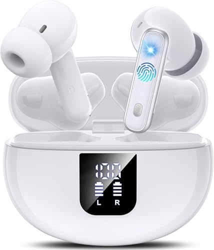 Bluetooth Kopfhörer, Kopfhörer Kabellos Bluetooth 5.4 In Ear, Kabellose Kopfhörer 36 Std Kabellose Kopfhörer mit 4 ENC Mic, LED Display IP7 Wasserdicht Ohrhörer Weiß Bluetooth Kopfhörer, Kopfhörer Kabellos Bluetooth 5.4 In Ear, Kabellose Kopfhörer 36 Std Kabellose Kopfhörer mit 4 ENC Mic, LED Display IP7 Wasserdicht Ohrhörer Weiß von EUQQ