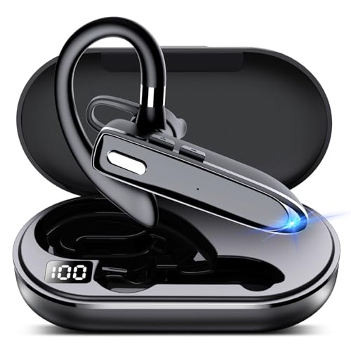 EUQQ Bluetooth Single drahtlose Headset Freisprecheinrichtung für Telefon, V5.3 in-Ear Kopfhörer mit Mikrofon, USB-C Charge, wasserdichte Kopfhörer für Autofahren/Business/Büro mit Android/iOS，Laptop von EUQQ