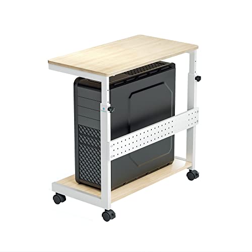 EUREKA ERGONOMIC Höhenverstellbarer Computer Tower Ständer, PC Ständer für PC-Tower, Mobiler PC-Gehäuseständer, Universal verstellbare CPU Ständer mit Rollen, Mit Maus Pad, Ahornfarbe von EUREKA ERGONOMIC