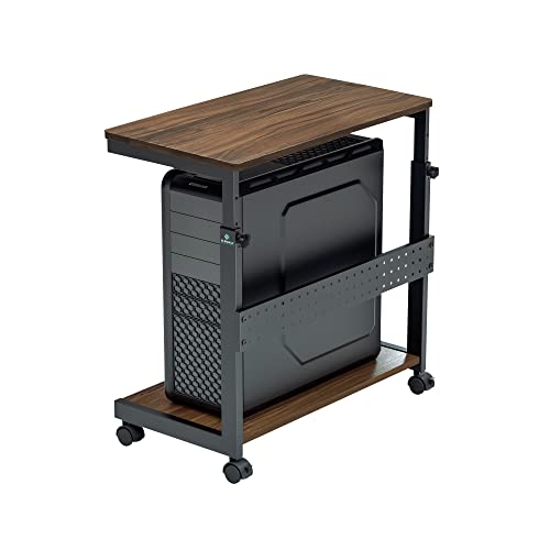 EUREKA ERGONOMIC Höhenverstellbarer PC Tower Ständer, ATX-Gehäuse CPU Halter PC Cart, CPU Stand mit Rollen und Maus Pad, Walnussfarbe von EUREKA ERGONOMIC