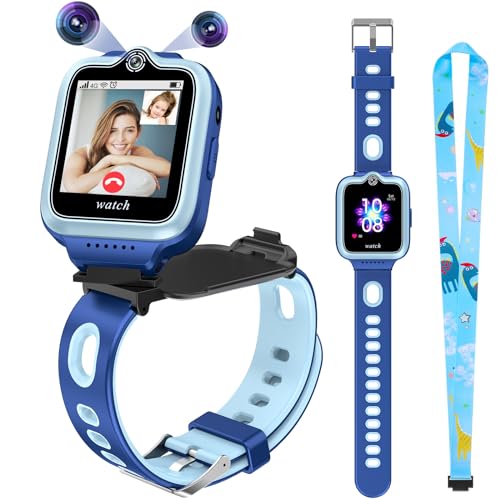 EURHOWING Kinder Smartwatch mit GPS Telefon Uhr, 4G WiFi Videoanruf Smart Watch mit 360°Drehbar & Dual-Kamera SOS, Schrittzähler, Weihnachten Geburtstag Spielzeug Geschenke für Kinder Jungen Mädchen von EURHOWING
