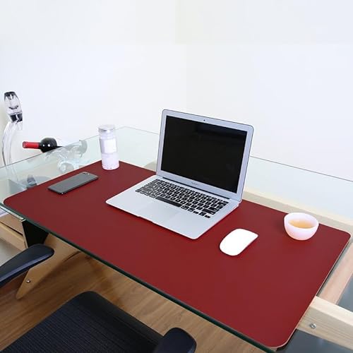 EURHOWING Wasserdichte Schreibtischunterlage, Büro-Laptop-Schreibtischunterlage, PU-Leder-Schreibtischunterlage, Schreibtisch-Schreibunterlage mit doppeltem Verwendungszweck(Rot,120 x 60cm) von EURHOWING