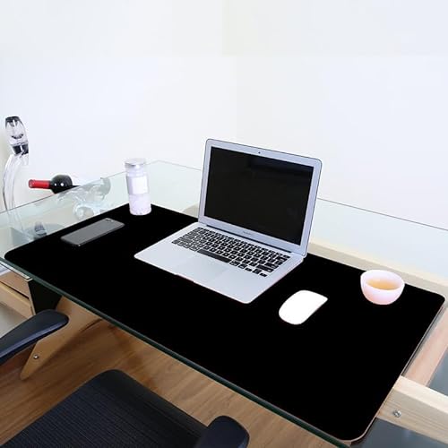 EURHOWING Wasserdichte Schreibtischunterlage, Büro-Laptop-Schreibtischunterlage, PU-Leder-Schreibtischunterlage, Schreibtisch-Schreibunterlage mit doppeltem Verwendungszweck(Schwarz,90 x 45cm) von EURHOWING