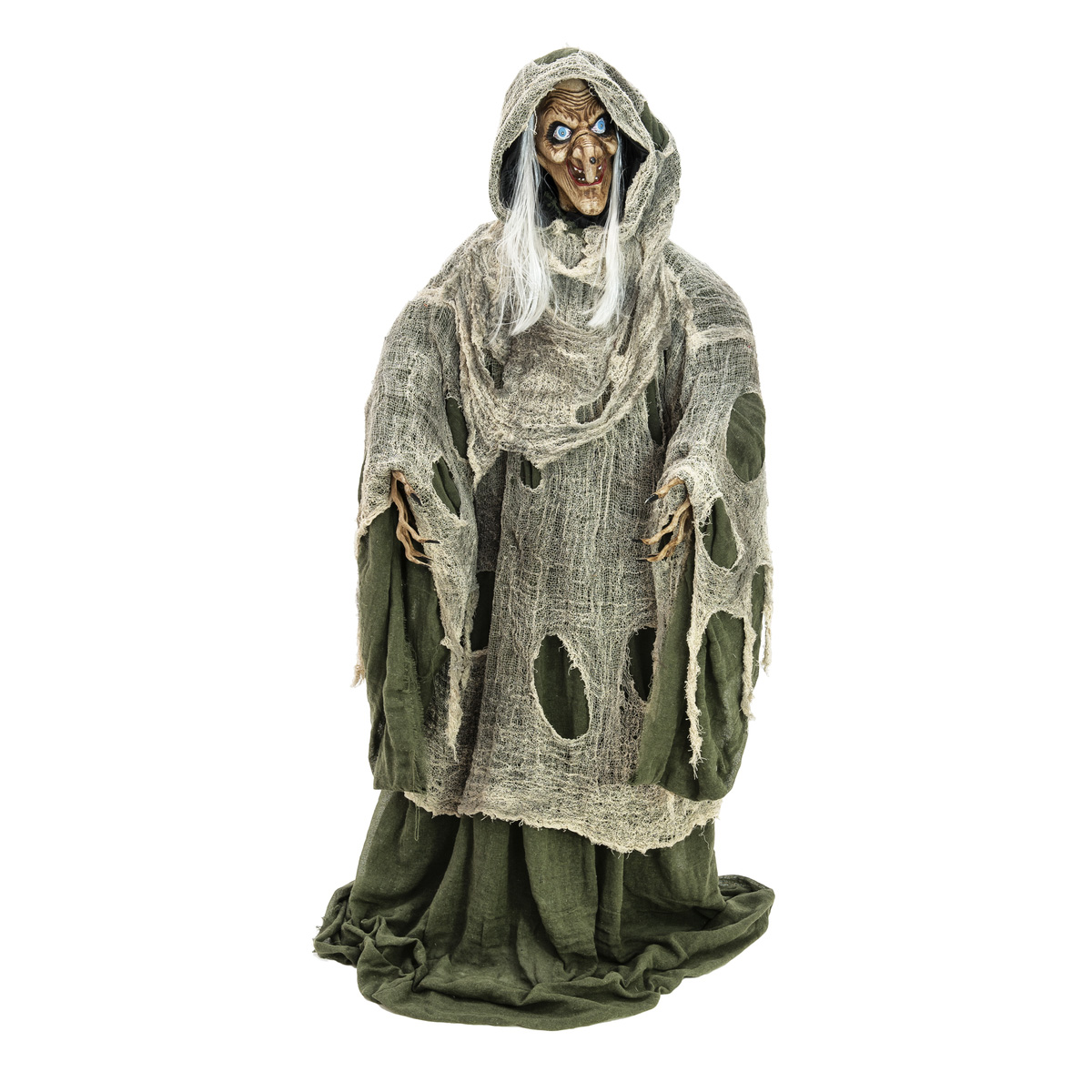 Bewegte, böse Hexe, Halloween-Figur, grün, 145x70x66cm - Bewegung, Licht und Geräusche - Sensor Bewegte, böse Hexe, Halloween-Figur, grün, 145x70x66cm - Bewegung, Licht und Geräusche - Sensor von EUROPALMS