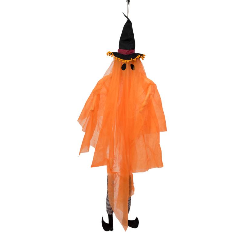 Geist mit Hexenhut - 150cm Halloween Figur  - mehrfarbig leuchtender Kopf - Dekoration zum Hängen von EUROPALMS