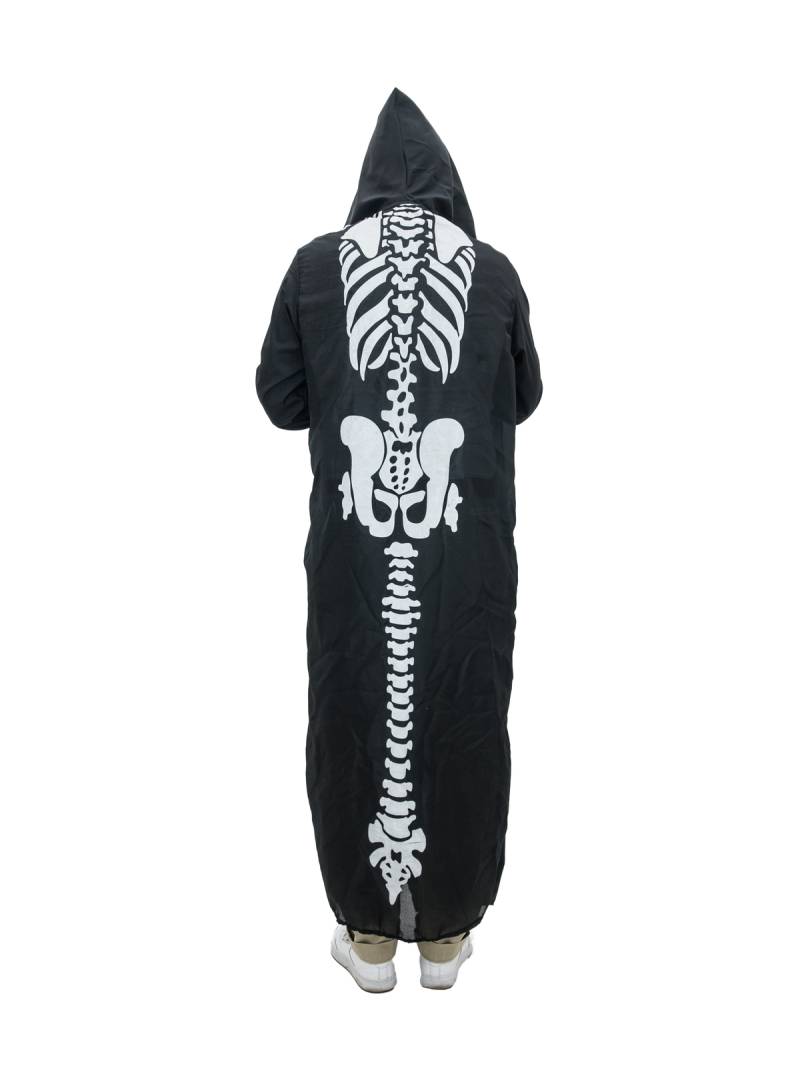 Halloween Kostüm Skelett-Umhang - schwarz mit Skelettmuster - 140cm von EUROPALMS