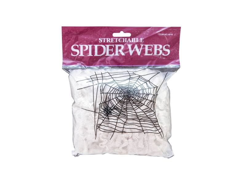 Spinnennetz synthetisch, weiss, 100g Packung - Gruseldekoration + 2 Kunststoffspinnen - Spinnweben von EUROPALMS