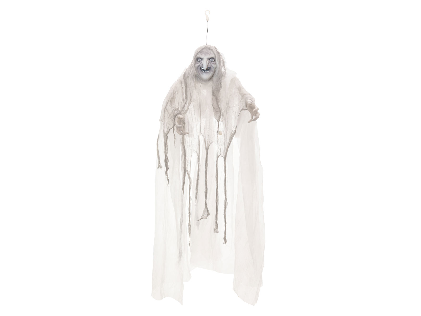 Weiße Hexe, bewegt mit Licht und Geräuschen - Halloween Figur zum Hängen 170x50x20cm Weiße Hexe, bewegt mit Licht und Geräuschen - Halloween Figur zum Hängen 170x50x20cm von EUROPALMS