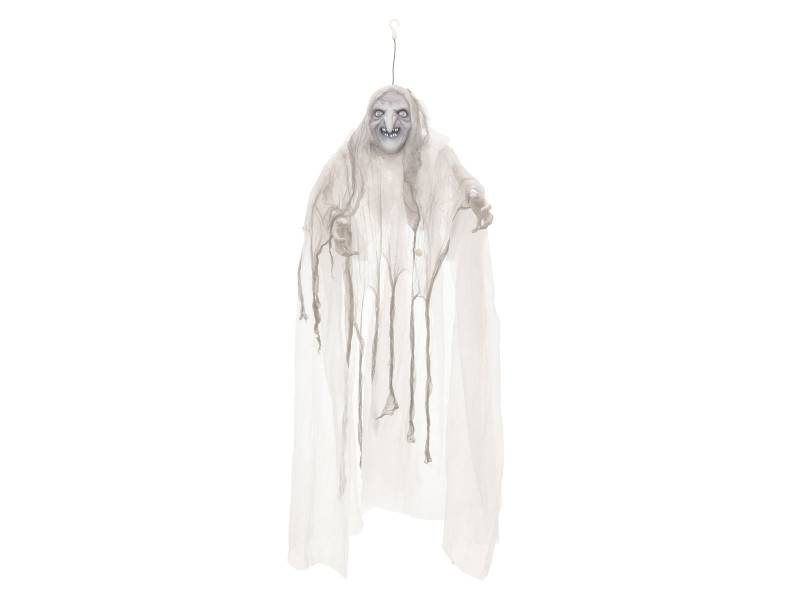 Weiße Hexe, bewegt mit Licht und Geräuschen - Halloween Figur zum Hängen 170x50x20cm von EUROPALMS