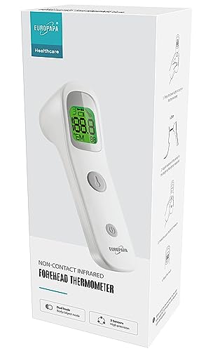 EUROPAPA Fieberthermometer für Baby Kinder Erwachsene, Infrarot Stirnthermometer mit Fieberalarm, °C/°F Schalter, 30-facher Messwertspeicher von EUROPAPA