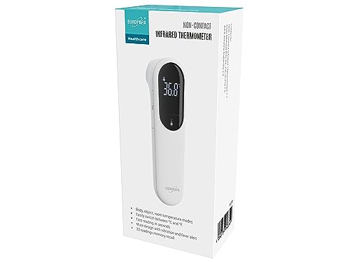 EUROPAPA Stirnthermometer für Baby Kinder Erwachsene, Infrarot Fieberthermometer mit Vibration Fieberalarm, °C/°F Schalter, Speicherabruf 32 Mal von EUROPAPA