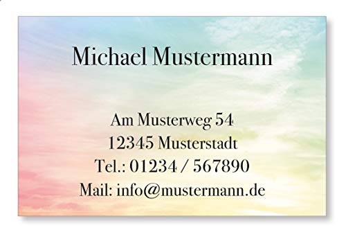 100 Visitenkarten, 350g Karton matt, 85 x 55 mm, inkl. Kartenspender - Design Farbige Wolken von EUROPRINT24