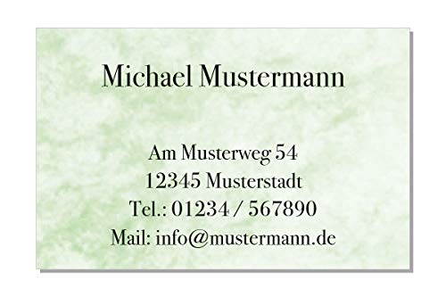 100 Visitenkarten, 85 x 55 mm, inkl. Kartenspender - Design Marmor Grün von EUROPRINT24