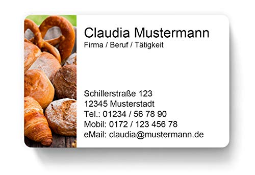 100 Visitenkarten, laminiert, 85 x 55 mm, inkl. Kartenspender - Brezel Bäckerei Brot von EUROPRINT24