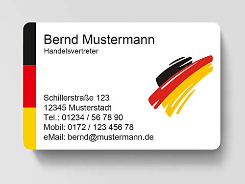 100 Visitenkarten, laminiert, 85 x 55 mm, inkl. Kartenspender - Design Deutschland von EUROPRINT24