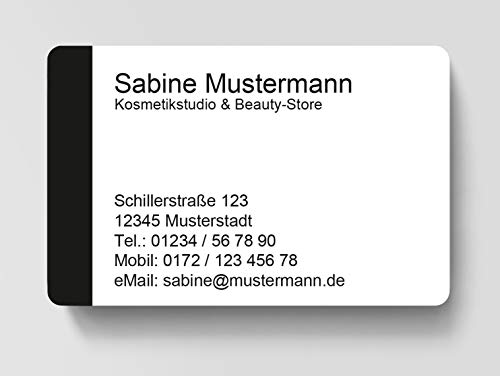 100 Visitenkarten, laminiert, 85 x 55 mm, inkl. Kartenspender - Easy Black von EUROPRINT24