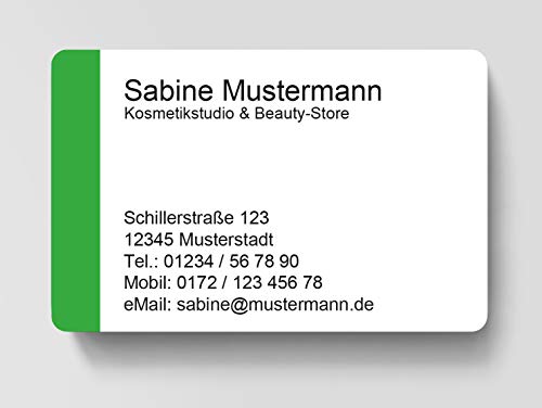 100 Visitenkarten, laminiert, 85 x 55 mm, inkl. Kartenspender - Easy Green von EUROPRINT24