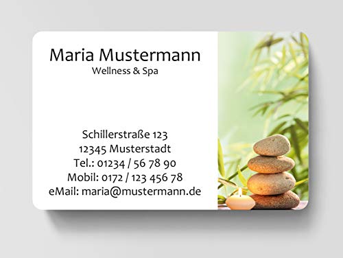 100 Visitenkarten, laminiert, 85 x 55 mm, inkl. Kartenspender - Gesundheit Wellness Spa von EUROPRINT24