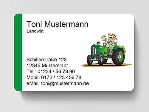 100 Visitenkarten, laminiert, 85 x 55 mm, inkl. Kartenspender - Landwirt Bauer Bio von EUROPRINT24