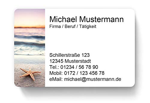 100 Visitenkarten, laminiert, 85 x 55 mm, inkl. Kartenspender - Meer Seestern von EUROPRINT24
