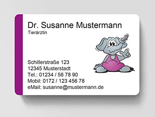 100 Visitenkarten, laminiert, 85 x 55 mm, inkl. Kartenspender - Tierarzt Tierärztin von EUROPRINT24