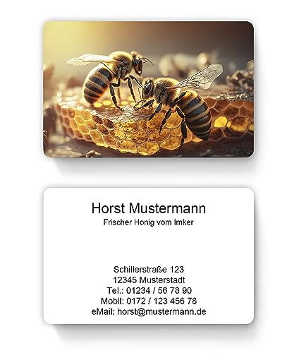 100 Visitenkarten, laminiert, inkl. Kartenspender - Imker Bienen Honig (Design 586276152) von EUROPRINT24