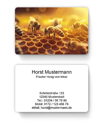 100 Visitenkarten, laminiert, inkl. Kartenspender - Imker Bienen Honig (Design 606995715) von EUROPRINT24