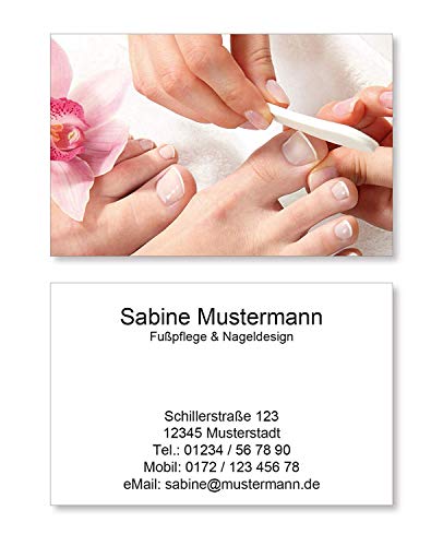 1000 Visitenkarten für Fußpflege Pediküre Nageldesign Nagelstudio - 350g Bilderdruck matt von EUROPRINT24