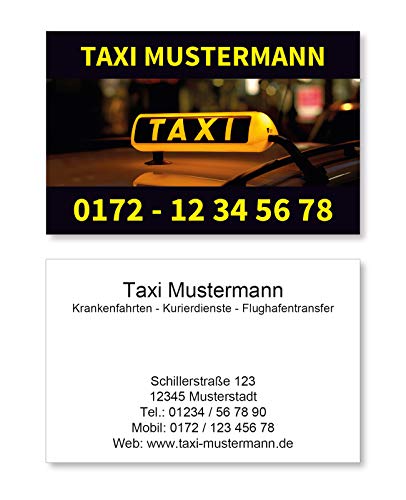 1000 Visitenkarten für Taxi Kurier Transport - 350g Bilderdruck matt von EUROPRINT24